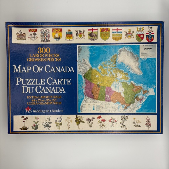 Vintage Map Of Canada 300 Piece Jigsaw Puzzle Waddington Sanders 35" X 22" 1980s - Picture 1 of 7
